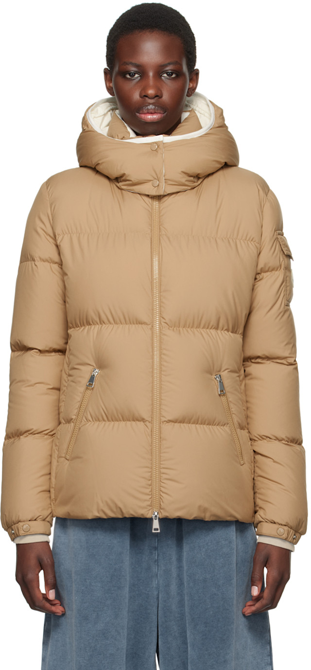 Moncler: Tan Fourmines Short Down Jacket | SSENSE Moncler: Tan Fourmines Short Down Jacket | SSENSE