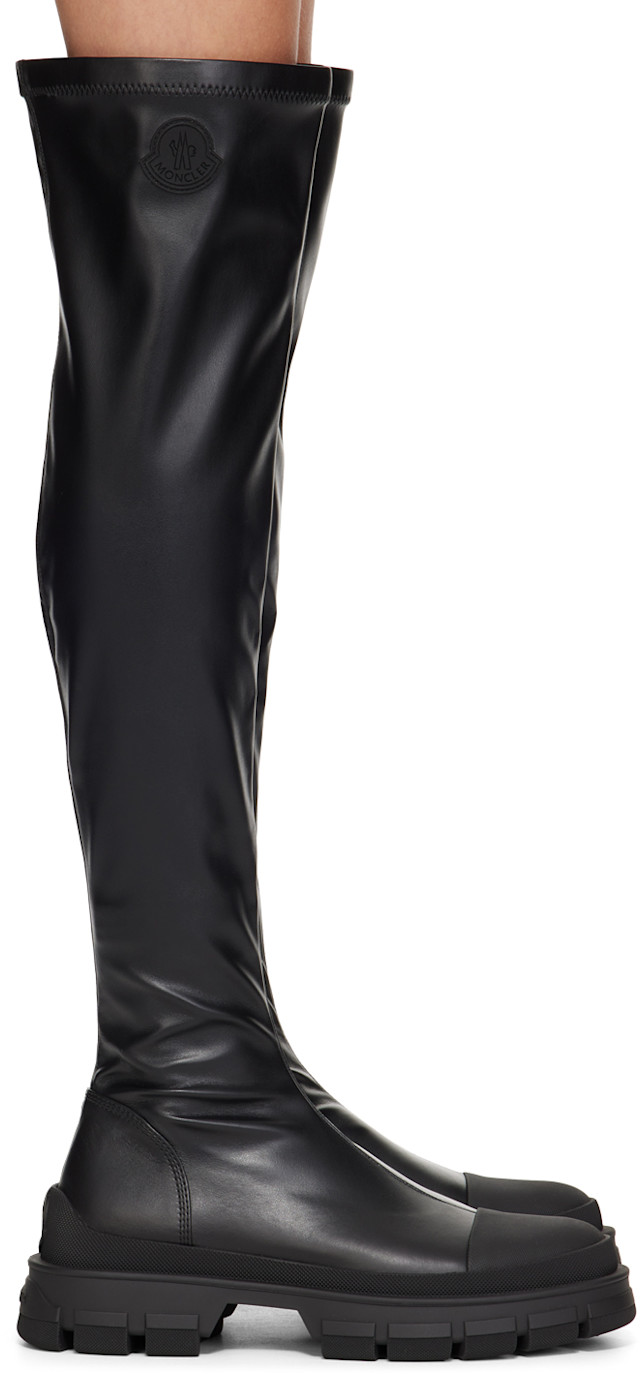 Moncler: Black Hevea High Tall Boots | SSENSE
