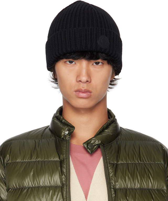 Moncler: Black Wool Beanie | SSENSE Canada
