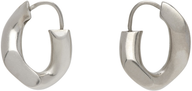 Maison Margiela: Silver Hoop Earrings | SSENSE