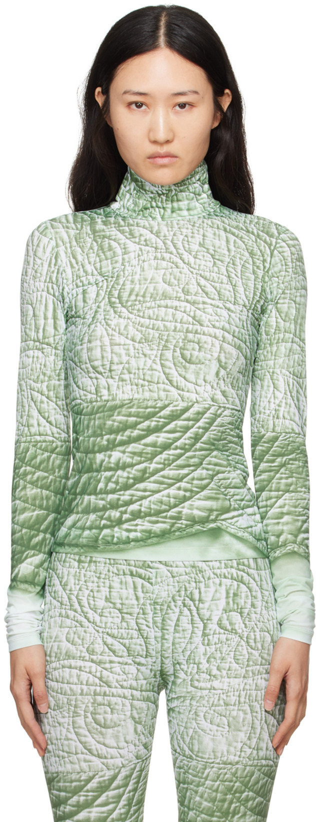 MM6 Maison Margiela: Green Trompe L'œil Turtleneck | SSENSE