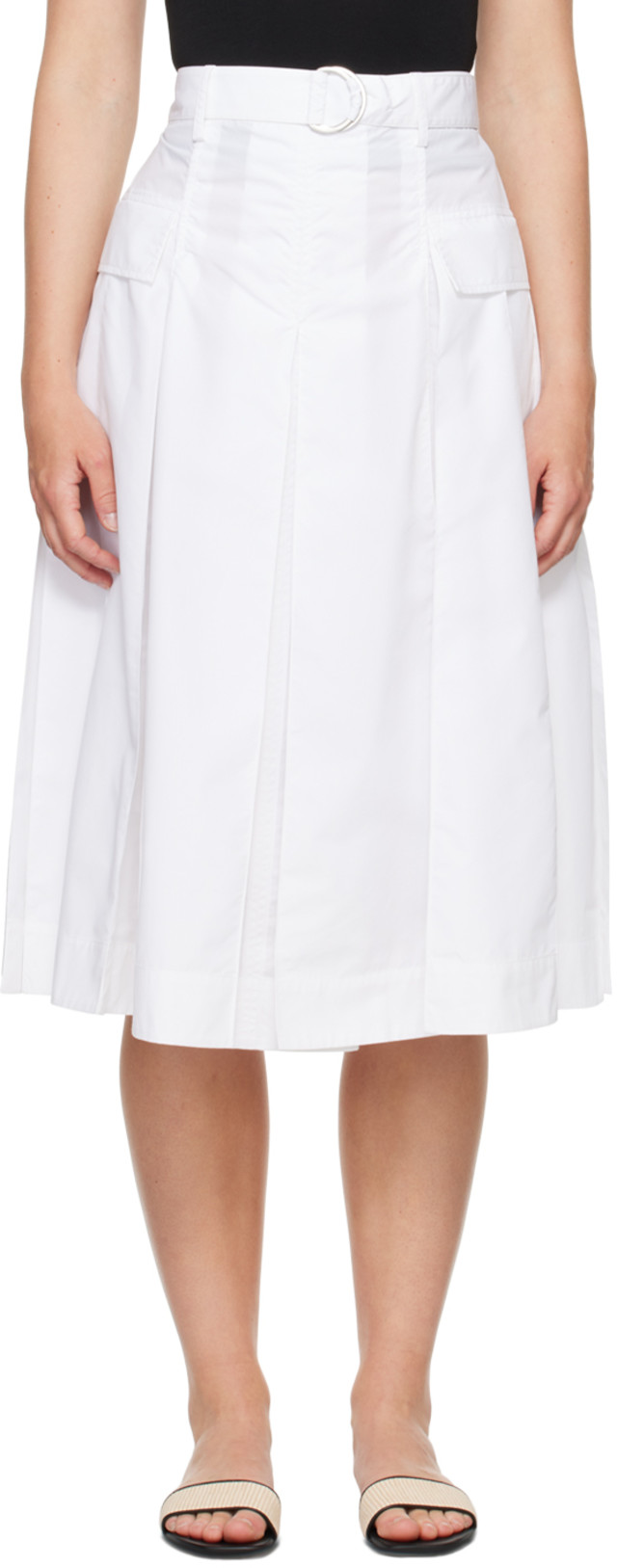 3.1 Phillip Lim: White Utility Midi Skirt | SSENSE