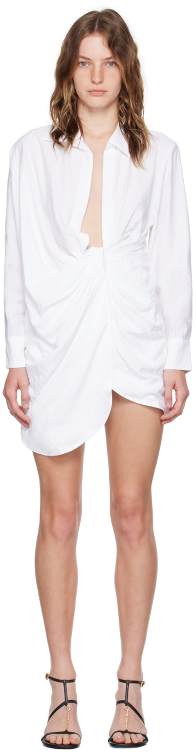 jacquemus la robe bahia mini dress JACQUEMUS: White Les Classiques 'La robe Bahia' Minidress
