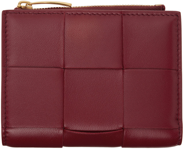 Bottega Veneta: Red Small Cassette Bi-Fold Zip Wallet | SSENSE