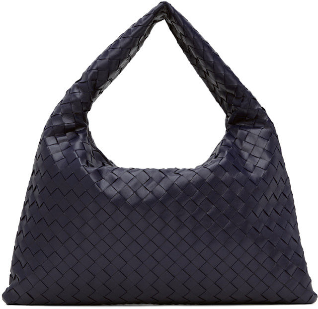 Bottega Veneta: Navy Small Hop Bag | SSENSE