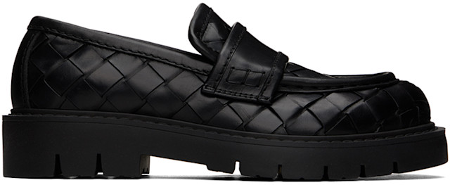 【BOTTEGA VENETA ローファー】 Bottega Veneta: ブラック Haddock ローファー | SSENSE 日本