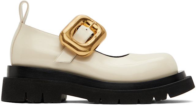 BOTTEGA VENETA ラグ メリージェーン Bottega Veneta: Off-White Lug Mary-Jane Loafers | SSENSE