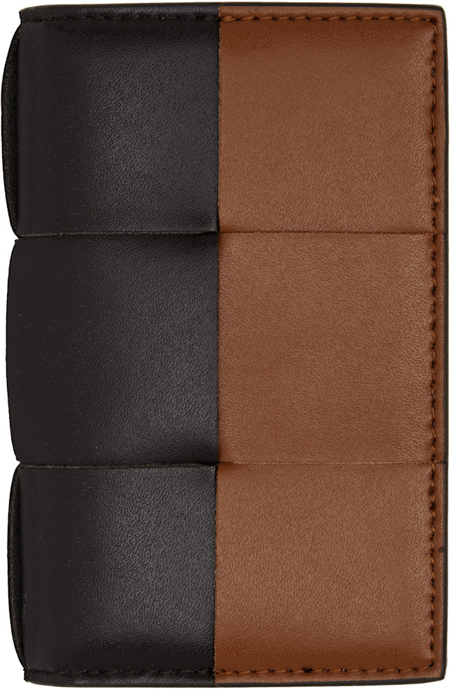 Bottega Veneta: Brown & Tan Cassette Flap Card Case Wallet | SSENSE