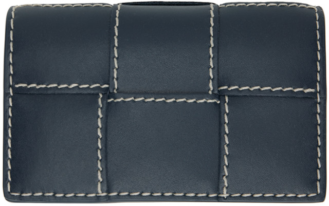 Bottega Veneta: Navy Cassette Business Card Holder | SSENSE