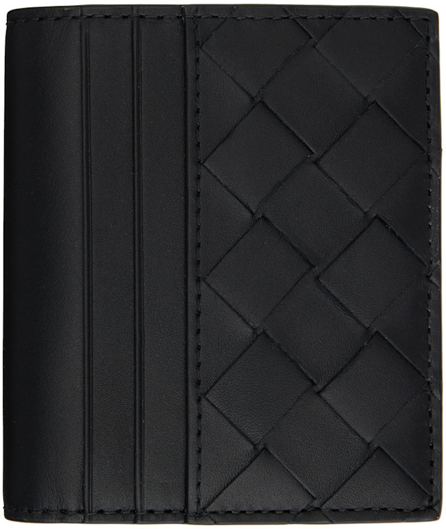 Bottega Veneta: Black 15 Bi-Fold Bill Wallet | SSENSE
