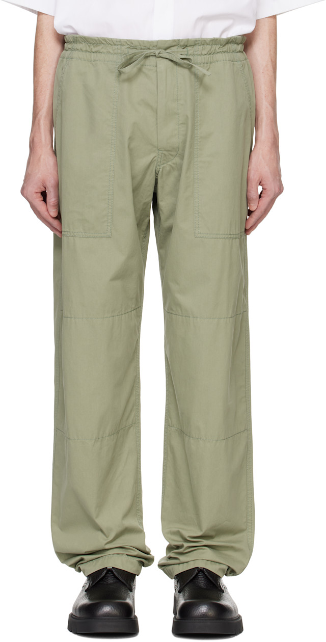 Bottega Veneta: Green Light Cotton Twill Trousers | SSENSE