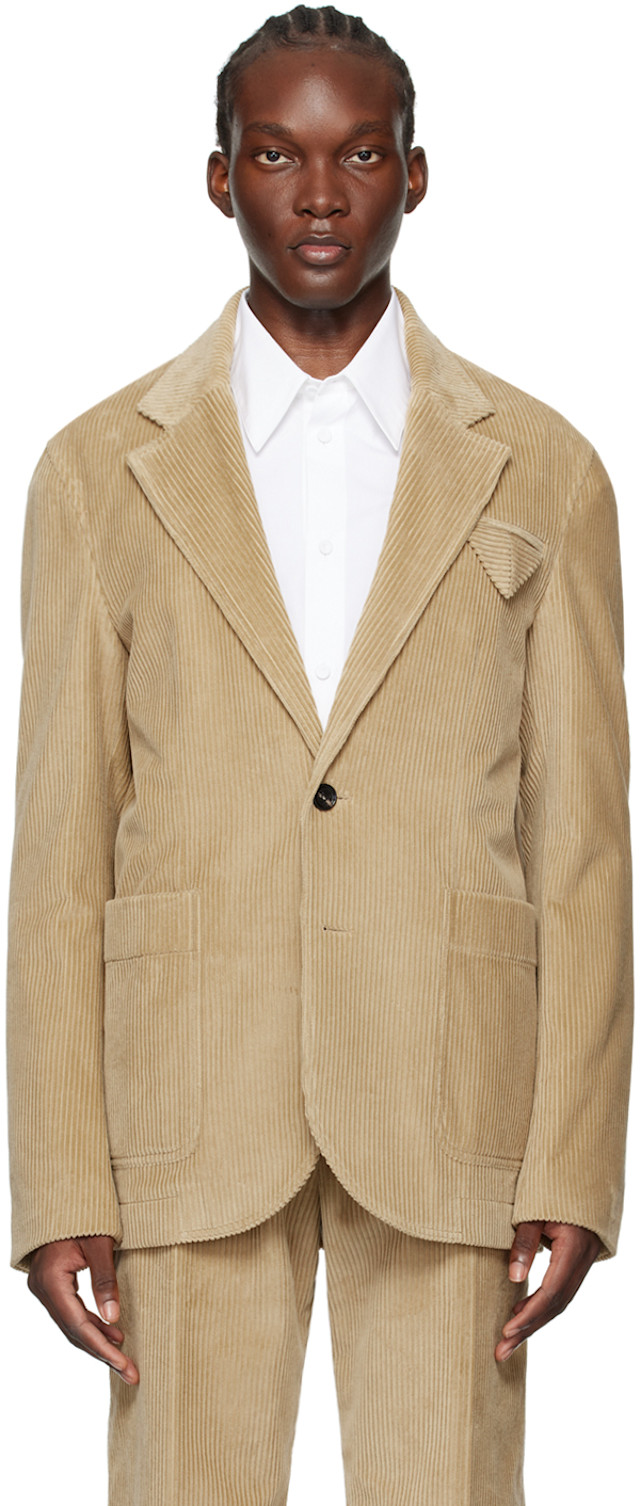 Bottega Veneta: Beige Single-Breasted Blazer | SSENSE