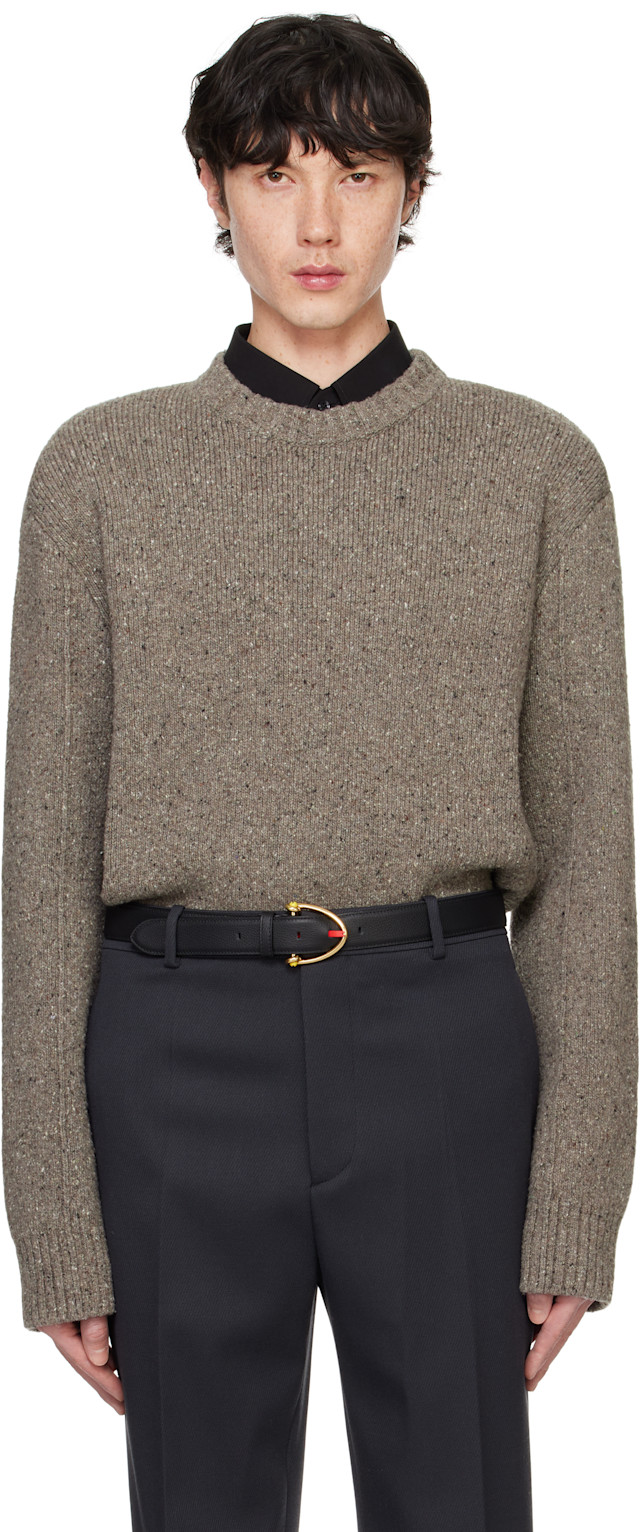 Bottega Veneta: Taupe Wool Tailored Sweater | SSENSE