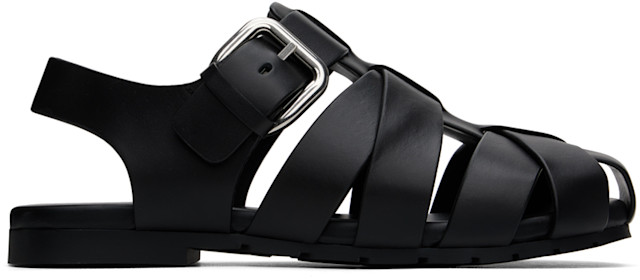 Bottega Veneta: Black Alfie Sandals | SSENSE