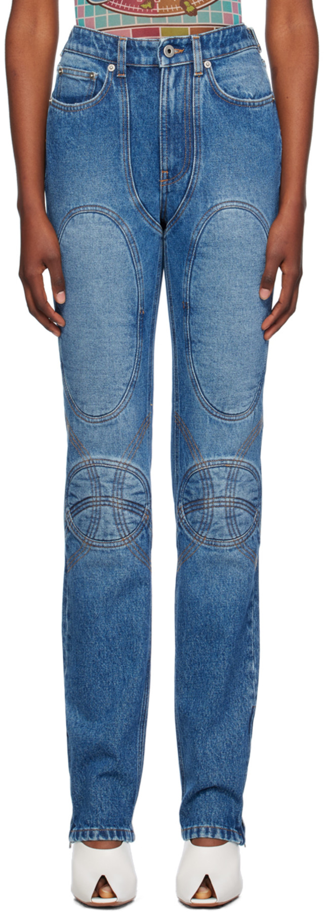 Jean Paul Gaultier: Blue Lace-Up Jeans | SSENSE