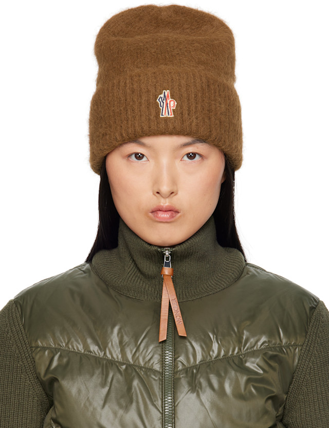 MONCLER モンブラン ニット帽 ブラウン系 Moncler Grenoble: Brown Alpaca & Wool Beanie | SSENSE