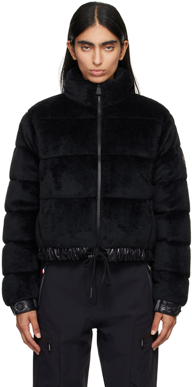 Moncler Grenoble: Black Ayse Faux-Fur Down Jacket | SSENSE