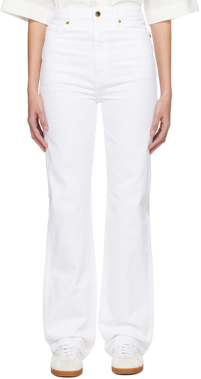 白　デニム　ハーフパンツ　KHAITE カイト　デニム　25 レディース KHAITE: White 'The Danielle' Jeans | SSENSE