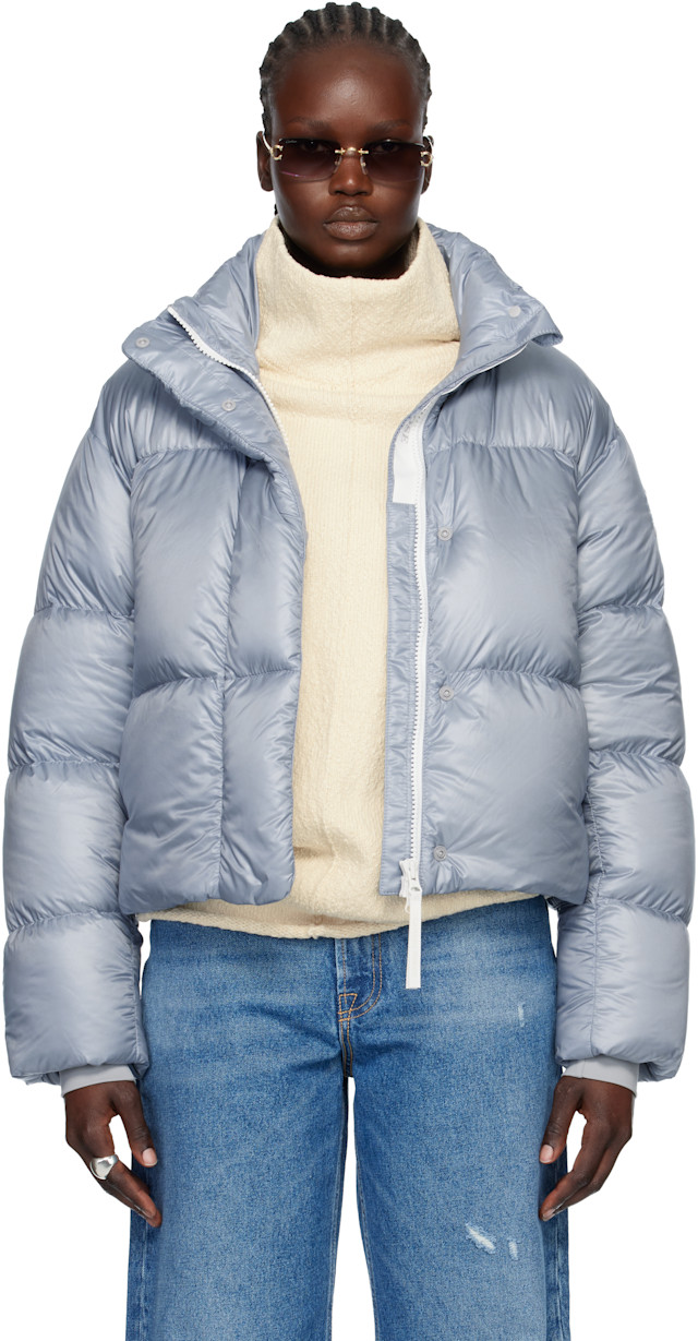 Canada Goose: Blue 'White Label' Cypress Cropped Down Jacket | SSENSE