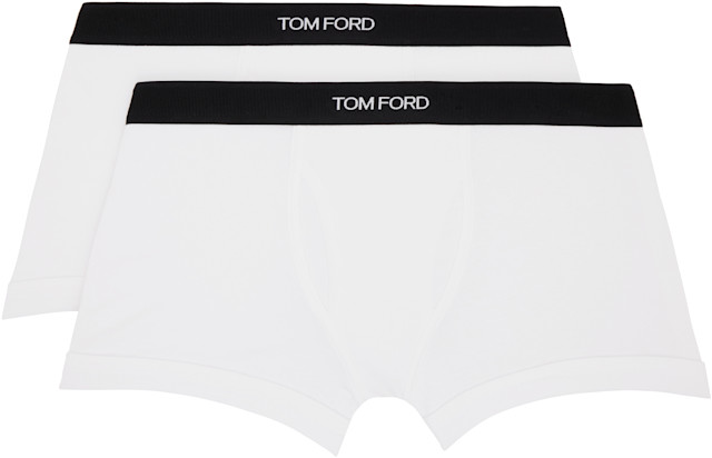 TOM FORD: Two-Pack White Cotton Boxer Briefs | SSENSE