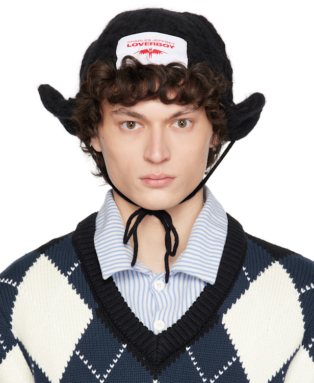 Charles Jeffrey LOVERBOY: ブラック Chunky Aviator ビーニー
