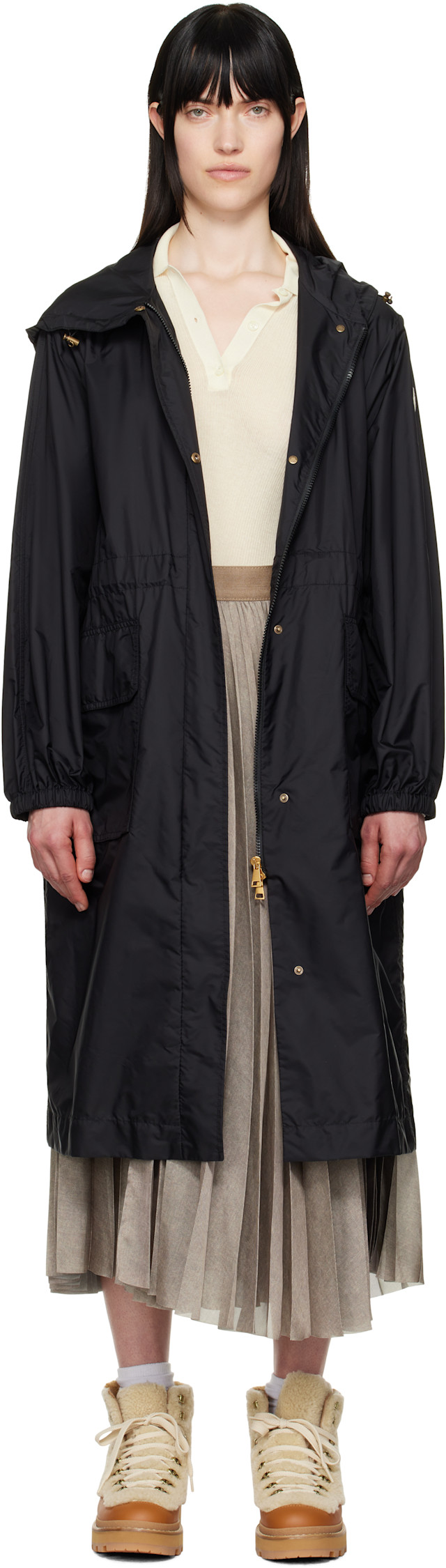 MONCLER フード付きレインウェア Moncler: ブラック Hiengos フード付き レインコート | SSENSE 日本