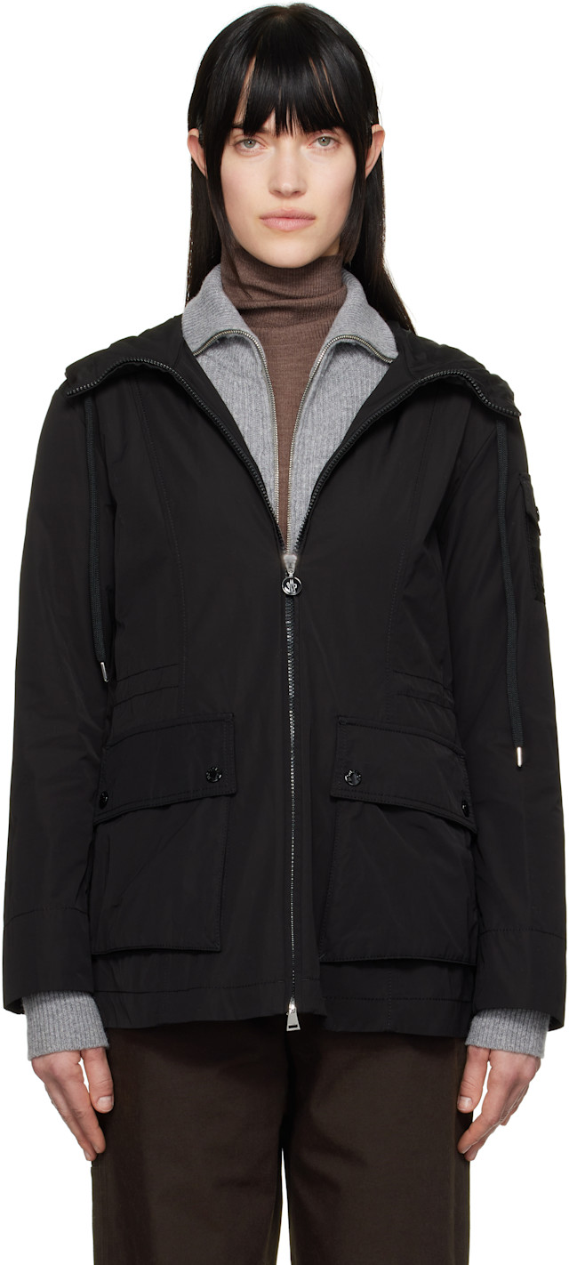 Moncler: Black Leandro Hooded Jacket | SSENSE