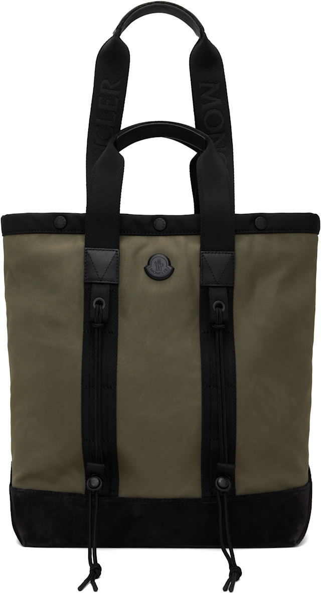 Moncler: Khaki & Black Small Tech Tote | SSENSE