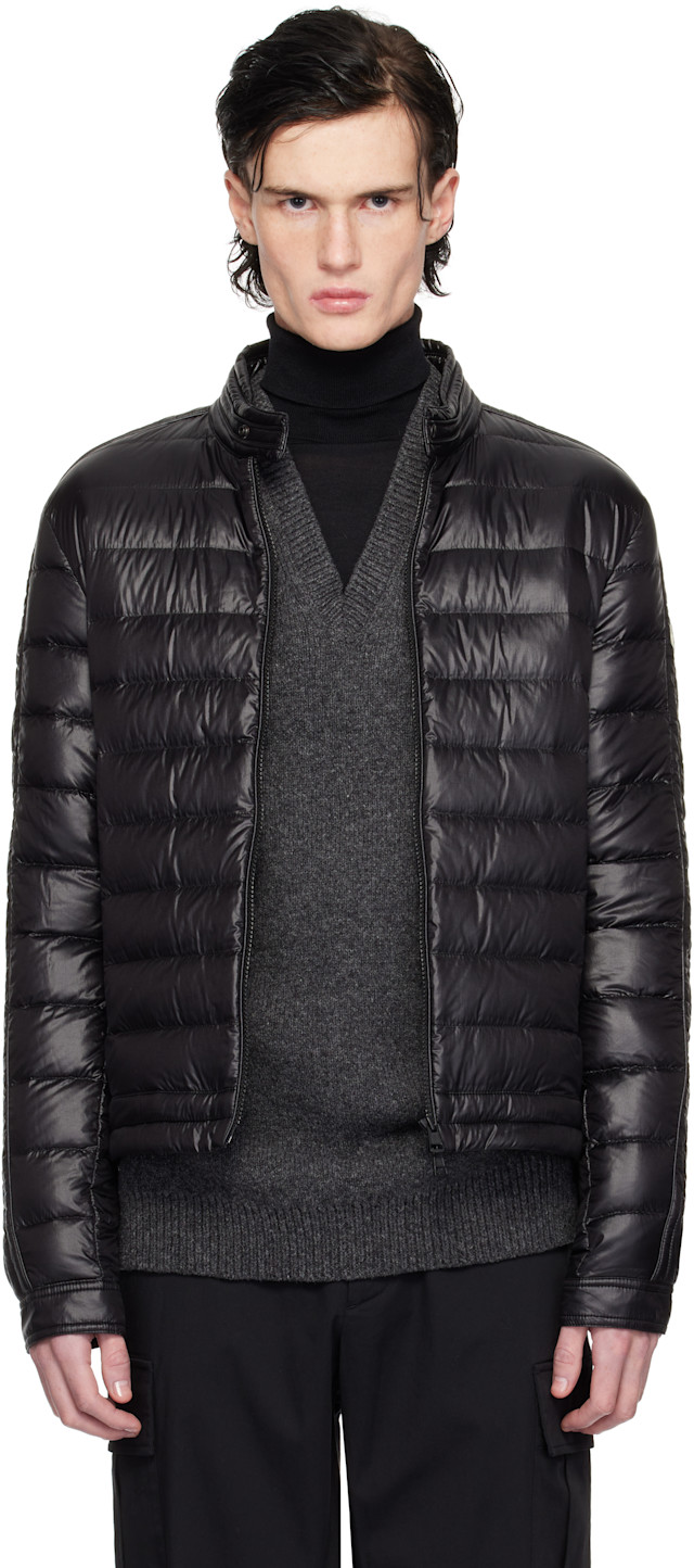 Moncler: Black Jacobus Biker Down Jacket | SSENSE