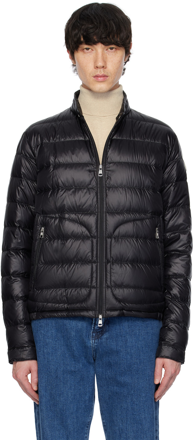 Moncler: Black Acorus Short Down Jacket | SSENSE