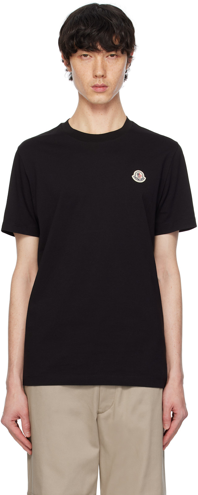 Moncler: ブラック ロゴパッチ Tシャツ 3枚セット | SSENSE 日本