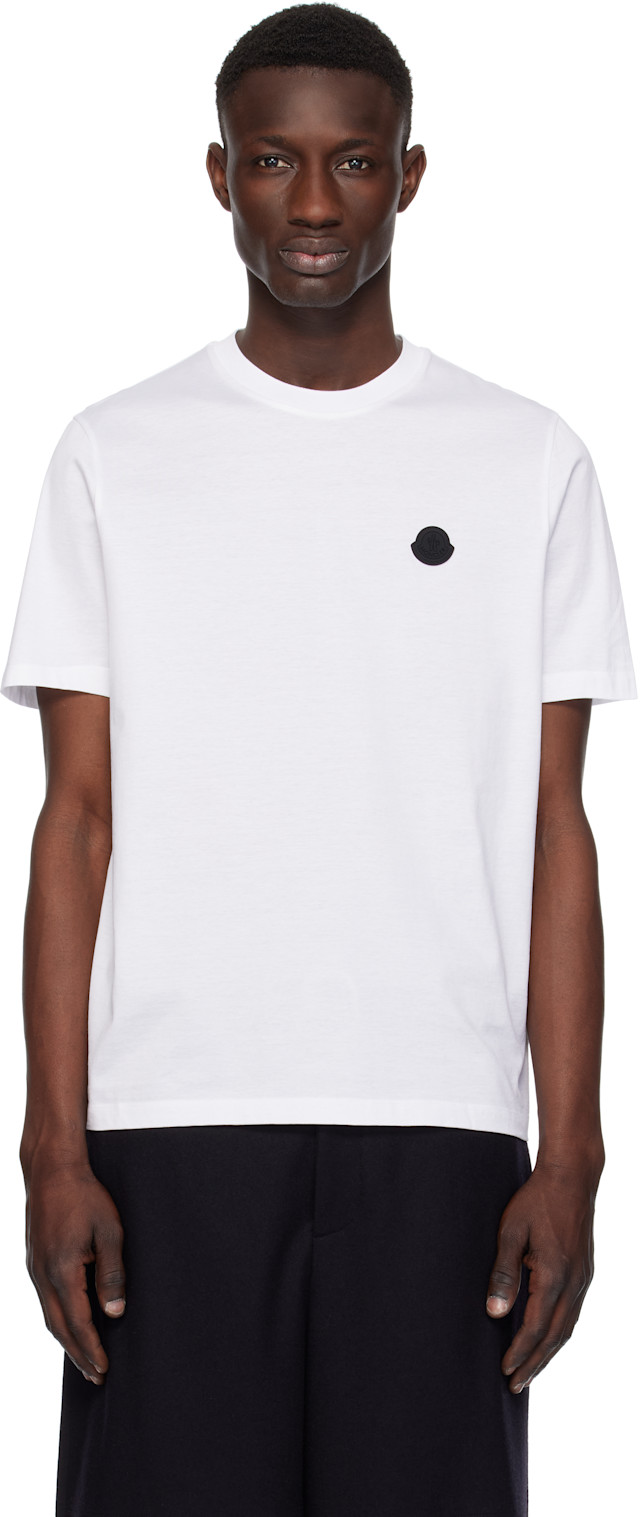 Moncler ホワイト パーカー Tシャツセット　サイズS Moncler: White Vertical Back Logo Cotton T-shirt | SSENSE