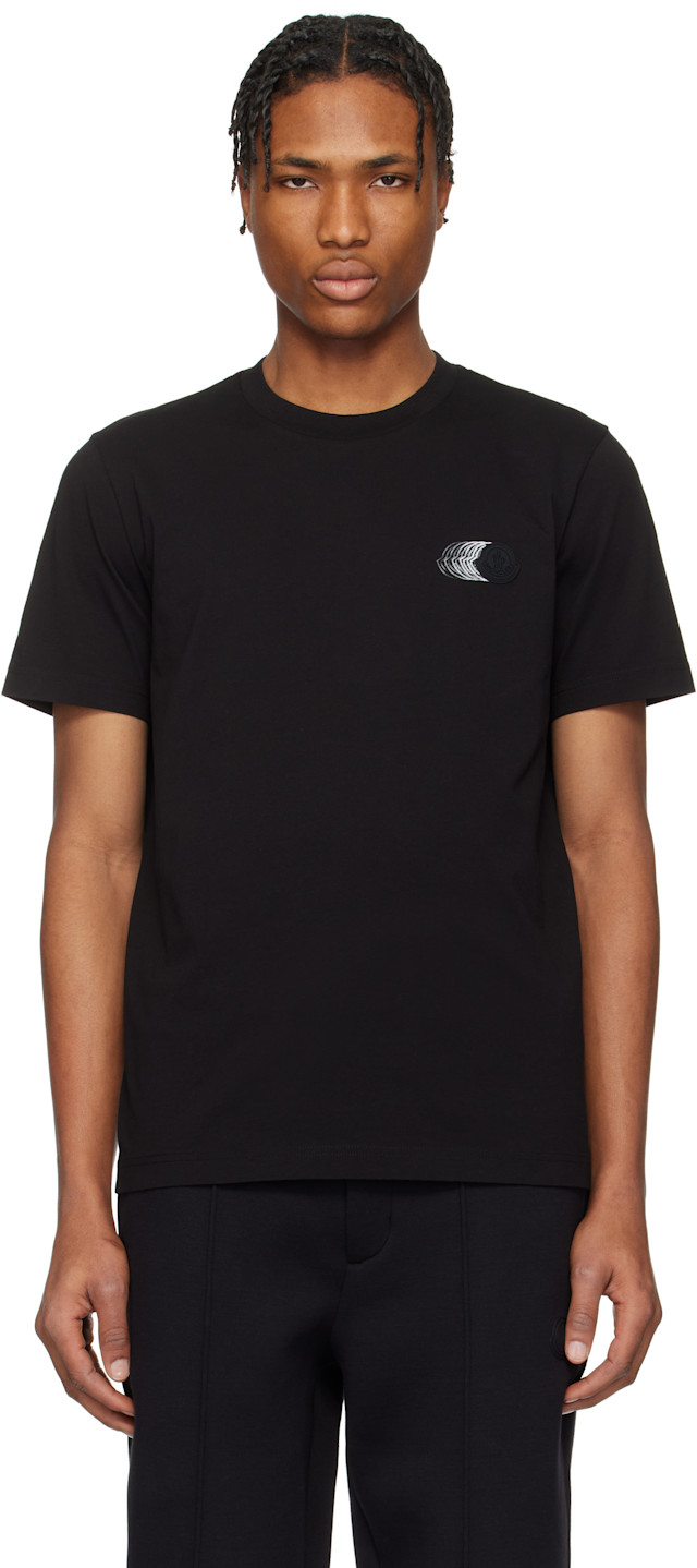 Moncler: ブラック フェード ロゴモチーフ コットン Tシャツ | SSENSE 日本