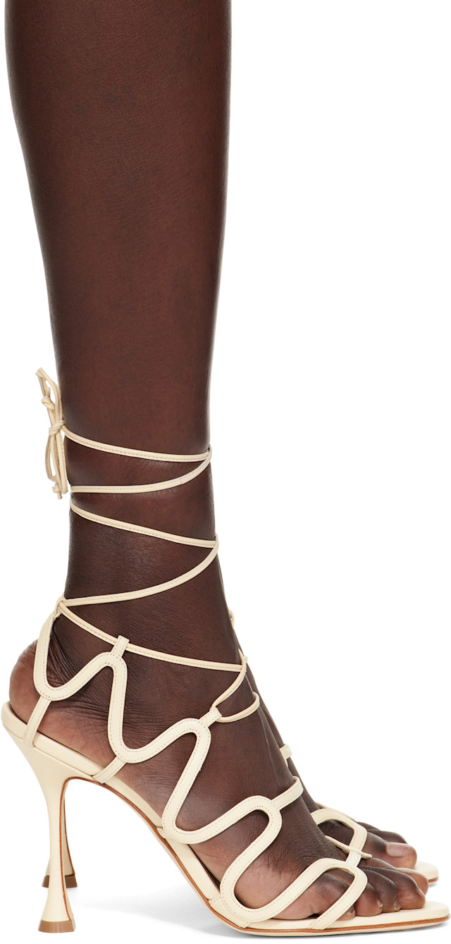 Manolo Blahnik: Beige Fawda Heeled Sandals | SSENSE