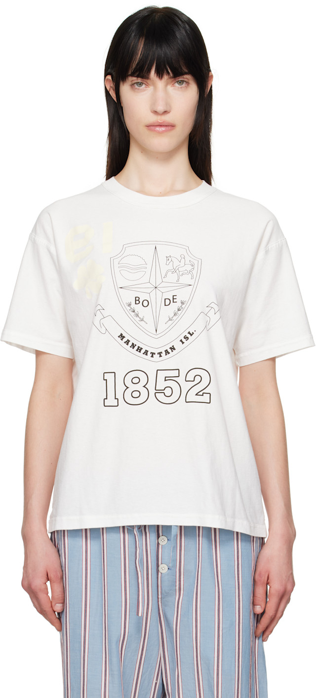 BODE INDIA Tシャツ ホワイト Bode: ホワイト Crest リバーシブル Tシャツ | SSENSE 日本