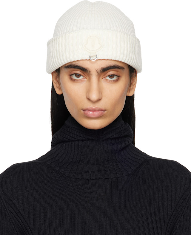 新品⭐︎MONCLER 羊毛100% ビーニーニット帽男女兼用 Moncler Genius: Moncler x Willow Smith ホワイト ウール ビーニー