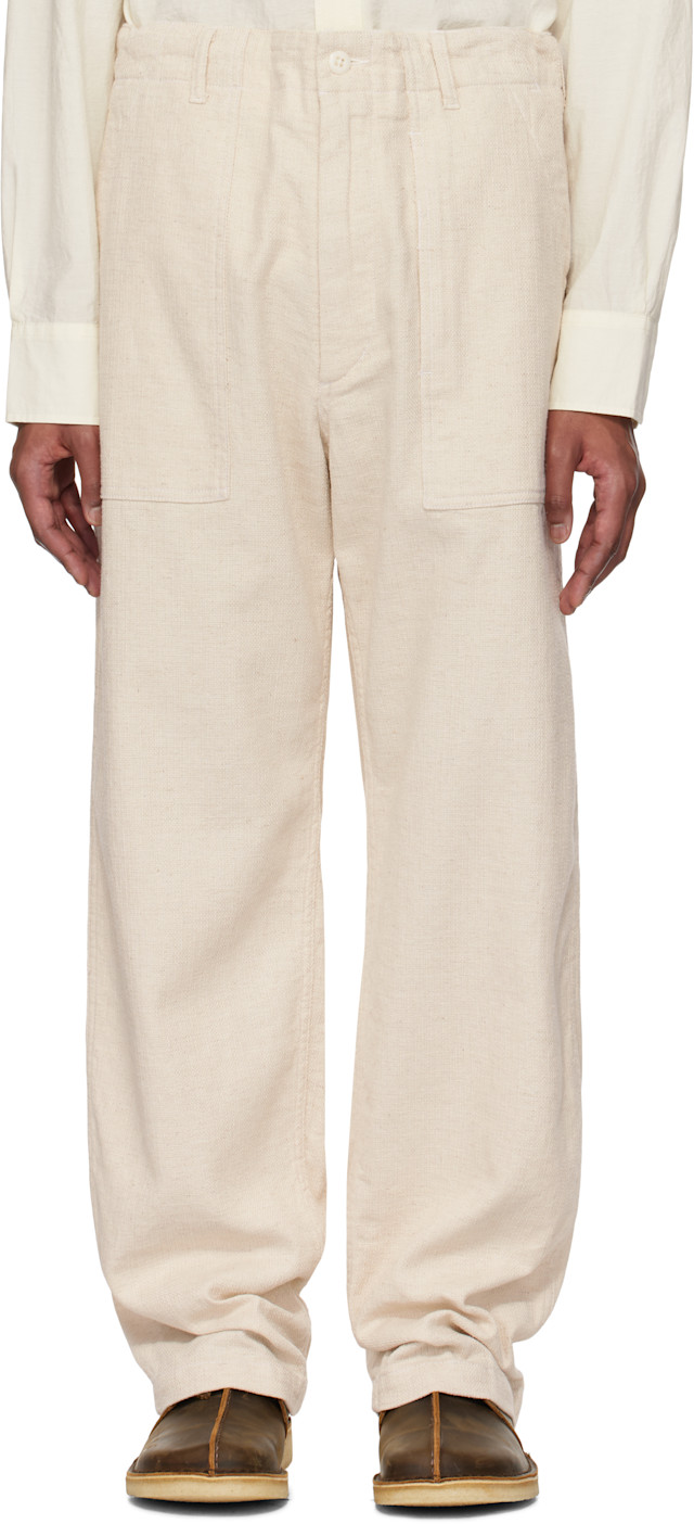 Engineered Garments Fatigue Pant 白 Engineered Garments: Off-White Fatigue Trousers | SSENSE