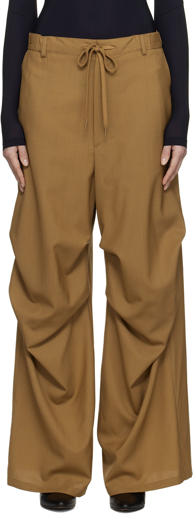 MM6 Maison Margiela: Brown Tailoring Wool Canvas Trousers | SSENSE