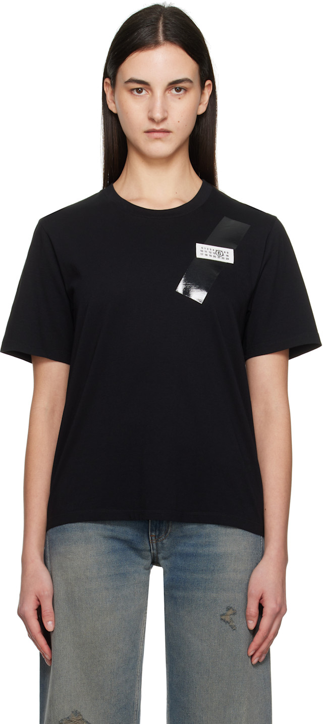 MM6 Maison Margiela: Black Logo T-shirt | SSENSE