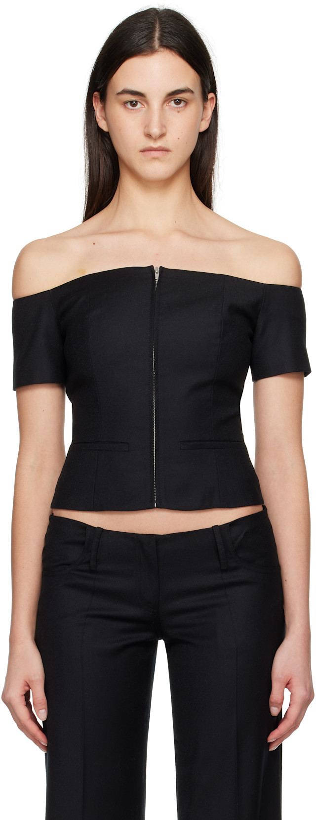 Aya Muse: Black Vesta Top | SSENSE