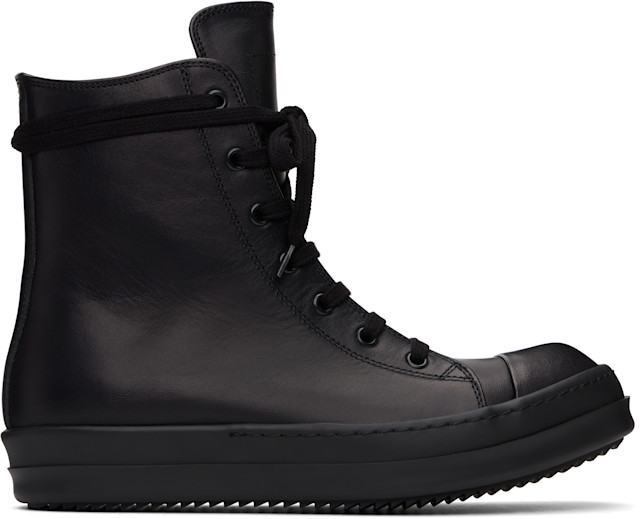 Rick Owens: Black Hollywood Leather Sneakers | SSENSE