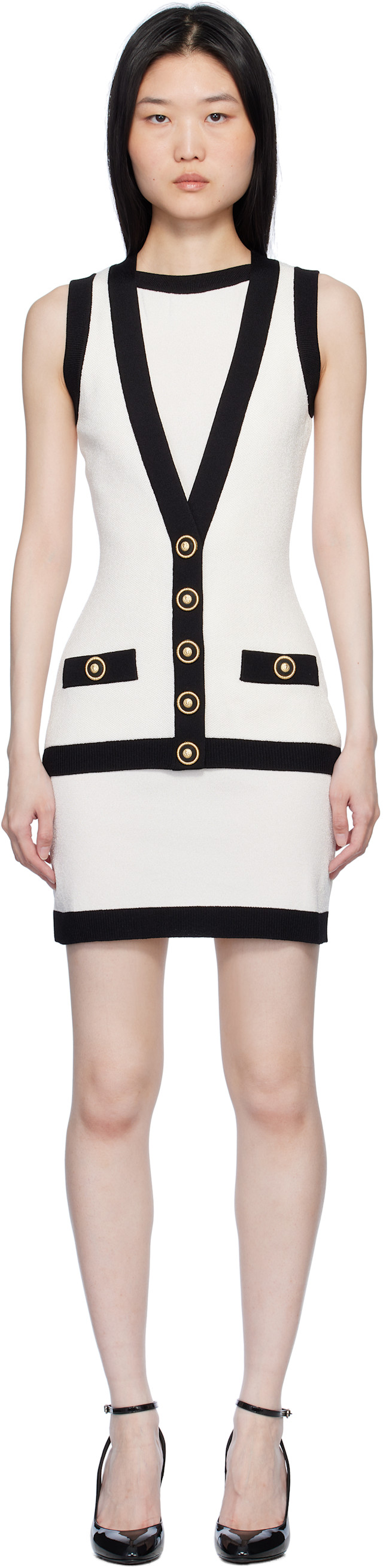 balmain black white dress Strapless asymmetric draped striped jersey gown - white