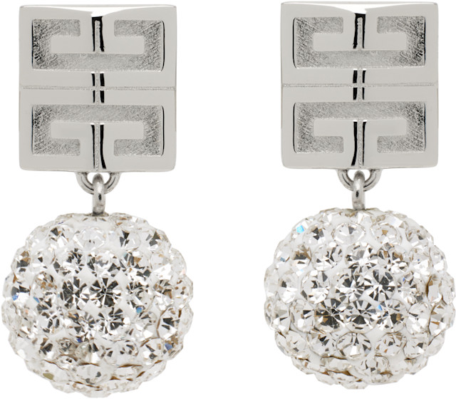 Givenchy: Silver 4G Metal & Crystal Earrings | SSENSE