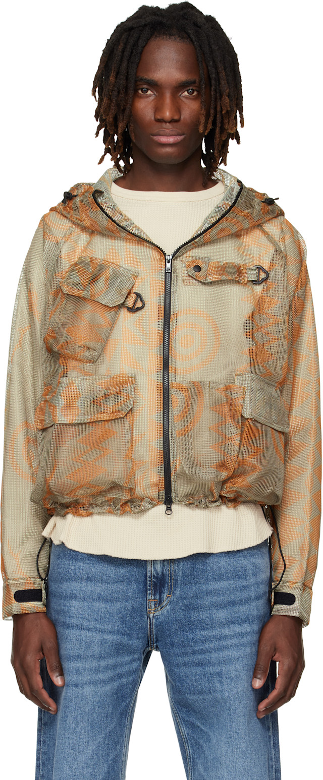 South2 West8: Orange & Beige Bush Trek Jacket | SSENSE