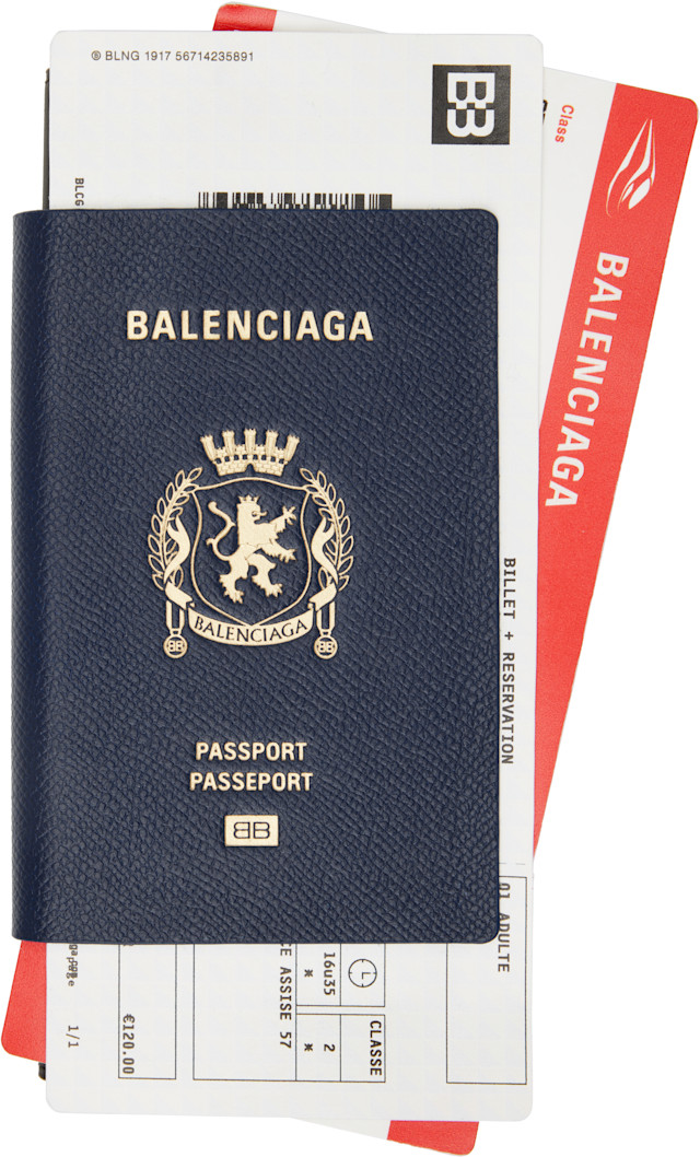 Balenciaga: Navy Passport Long 2 Tickets Wallet | SSENSE