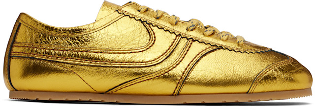 Dries Van Noten: ゴールド メタリック スニーカー | SSENSE 日本