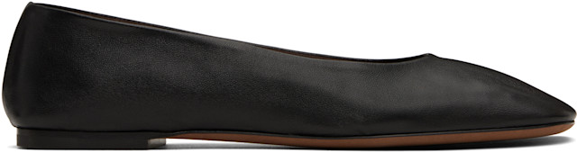 The Row: Black Square Ballerina Flats | SSENSE