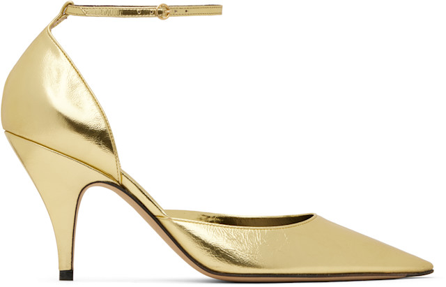 The Row: Gold Liisa D'Orsay Heels | SSENSE