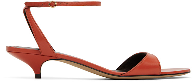 THE ROW ELASTIC KITTEN ヒールサンダル　サイズ37 The Row: Orange Vika Ankle Strap Kitten Heeled Sandals | SSENSE