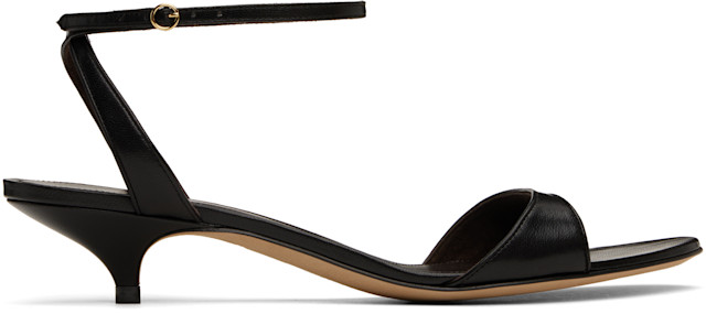 The Row: Black Vika Ankle Strap Kitten Heeled Sandals | SSENSE